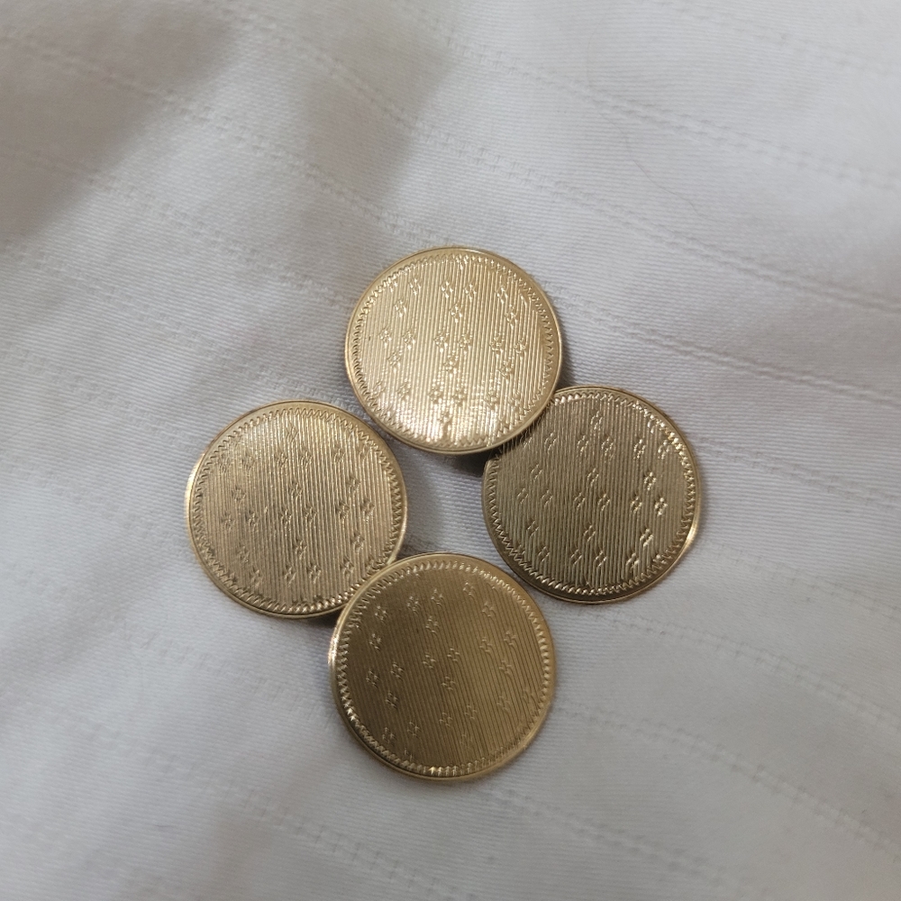 5.25 Grams 10K Gold Signed Vintage Timeless Patterned Textured Cufflinks - Picture 2 of 7